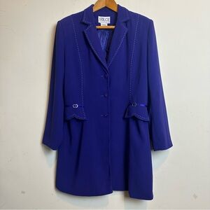 VTG 80’s  Dolce Collection Longline Blazer White Stiching Purple Mature Mother